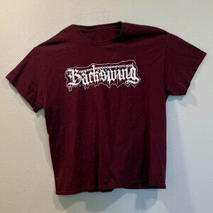 Backswing Metal Band Logo Tee – Maroon/White Graphic (2016 Bandcamp Release)